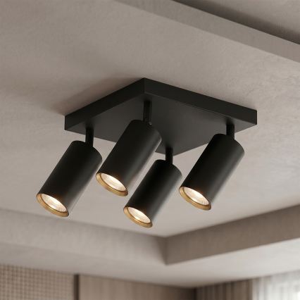 Brilagi - Foco orientable SELE SQUARE 4xGU10/30W/230V negro/dorado