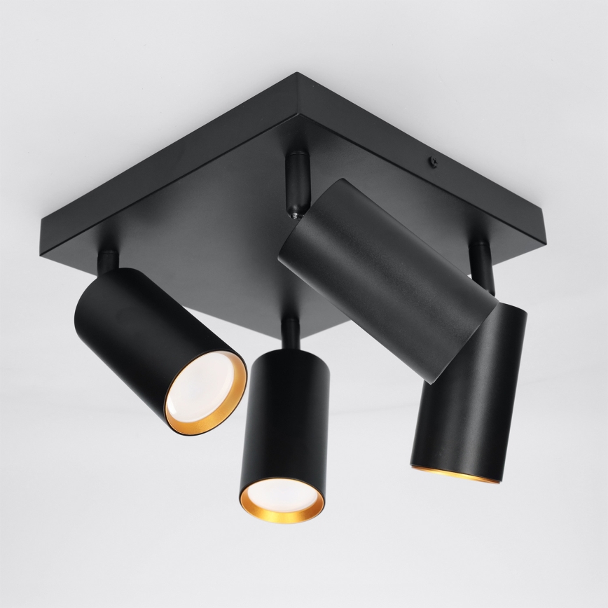 Brilagi - Foco orientable SELE SQUARE 4xGU10/30W/230V negro/dorado