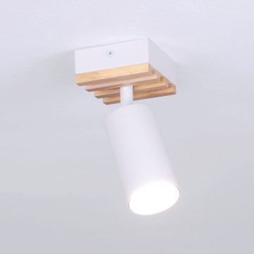 Brilagi - Foco orientable SELE WOOD ACOUSTIC 1xGU10/30W/230V blanco/madera