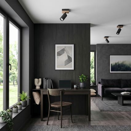 Brilagi - Foco orientable SELE WOOD ACOUSTIC 1xGU10/30W/230V negro/madera