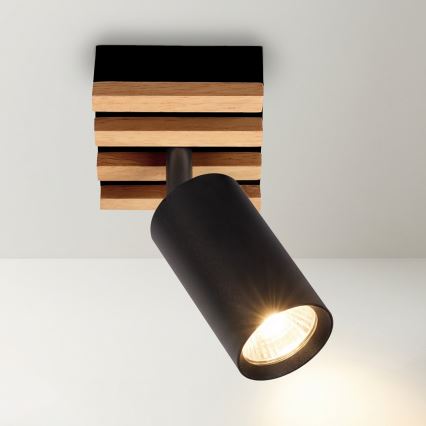 Brilagi - Foco orientable SELE WOOD ACOUSTIC 1xGU10/30W/230V negro/madera