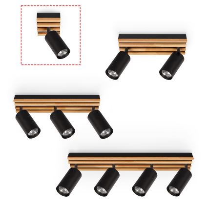 Brilagi - Foco orientable SELE WOOD ACOUSTIC 1xGU10/30W/230V negro/madera