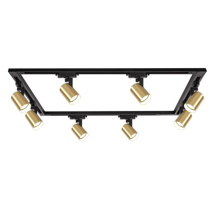 Brilagi - Foco para sistema de riel HUSKY 8xGU10/10W/230V, acabado negro/dorado