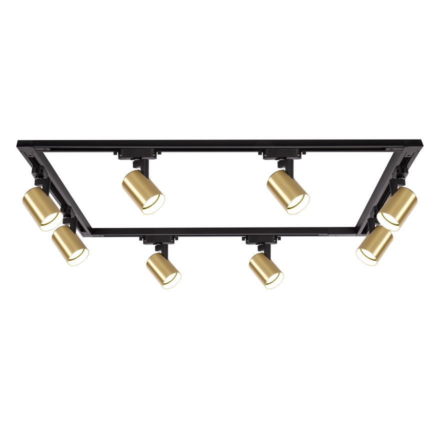 Brilagi - Foco para sistema de riel HUSKY 8xGU10/10W/230V, acabado negro/dorado