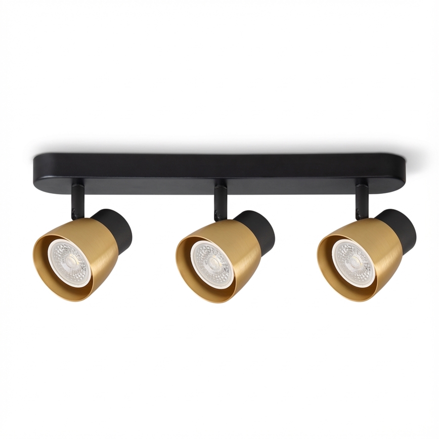 Brilagi - Foco regulable LED RGBW NUGGET 3xGU10/4,8W/230V negro/dorado