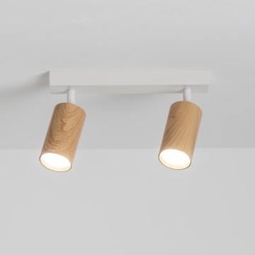 Brilagi - Foco SELE 2xGU10/30W/230V blanco/decoración de roble