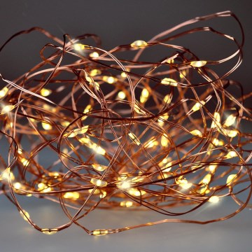 Brilagi - Guirnalda de luces LED navideña 100xLED/3xAA 10m blanco cálido