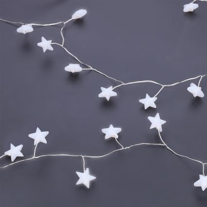 BRILAGI - Guirnalda de Navidad LED 40 LEDs / 3 pilas AA, 1,8 m, blanco cálido, con estrellas