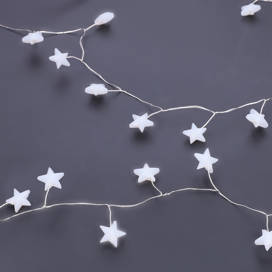 BRILAGI - Guirnalda de Navidad LED 40 LEDs / 3 pilas AA, 1,8 m, blanco cálido, con estrellas