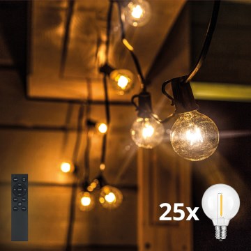 Brilagi - Guirnalda decorativa LED de exterior GIRLANDA 25xE12/0,6W/230V 20m negra IP44 blanco cálido + mando a distancia