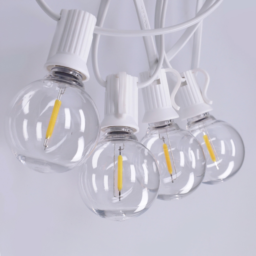 Brilagi - Cadena decorativa LED para exterior GIRLANDA 10xE12/0,6W/230V 8m blanco IP44 blanco cálido