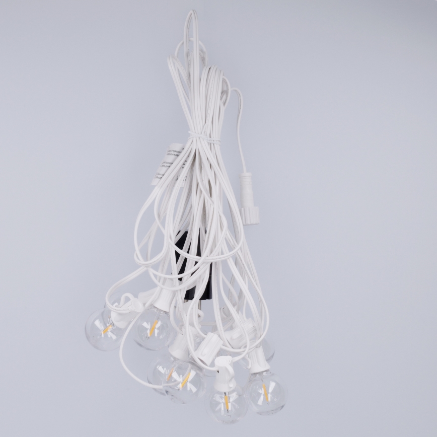Brilagi - Cadena decorativa LED para exterior GIRLANDA 10xE12/0,6W/230V 8m blanco IP44 blanco cálido