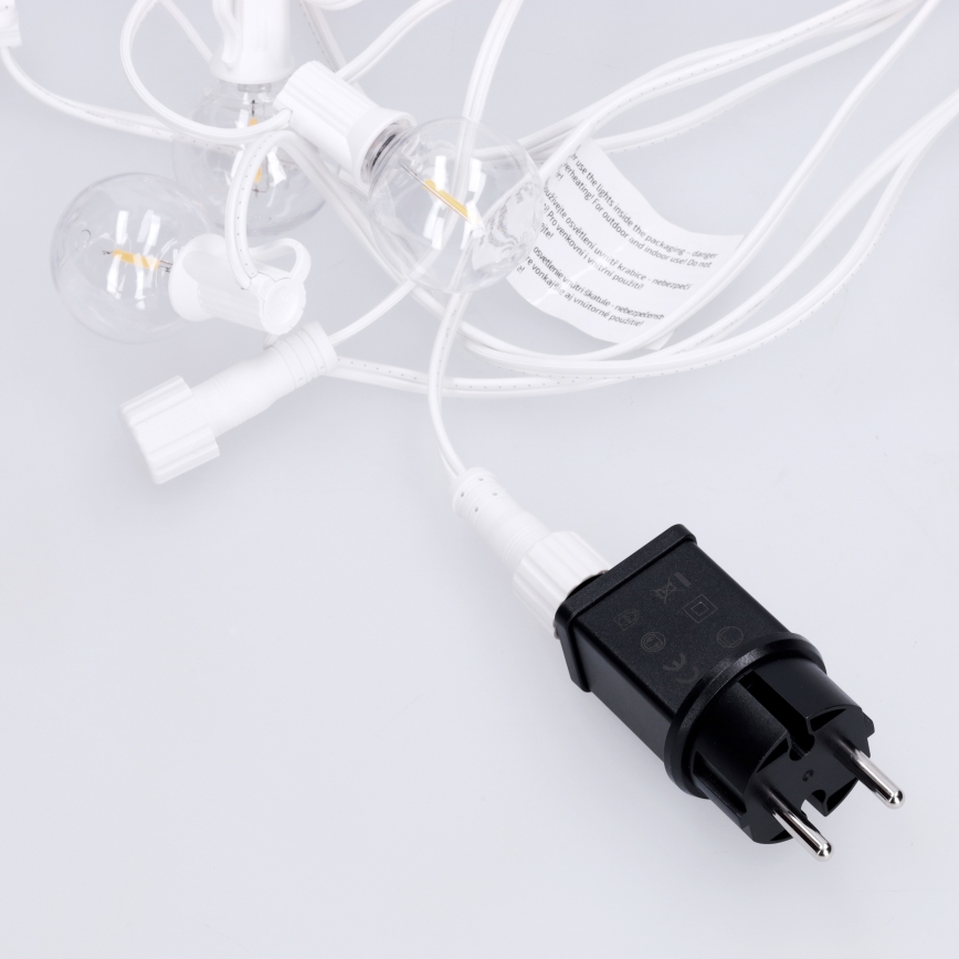 Brilagi - Cadena decorativa LED para exterior GIRLANDA 10xE12/0,6W/230V 8m blanco IP44 blanco cálido