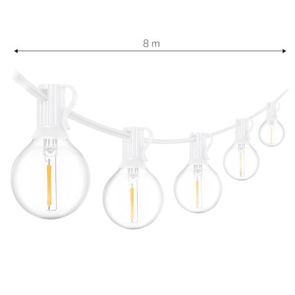Brilagi - Cadena decorativa LED para exterior GIRLANDA 10xE12/0,6W/230V 8m blanco IP44 blanco cálido