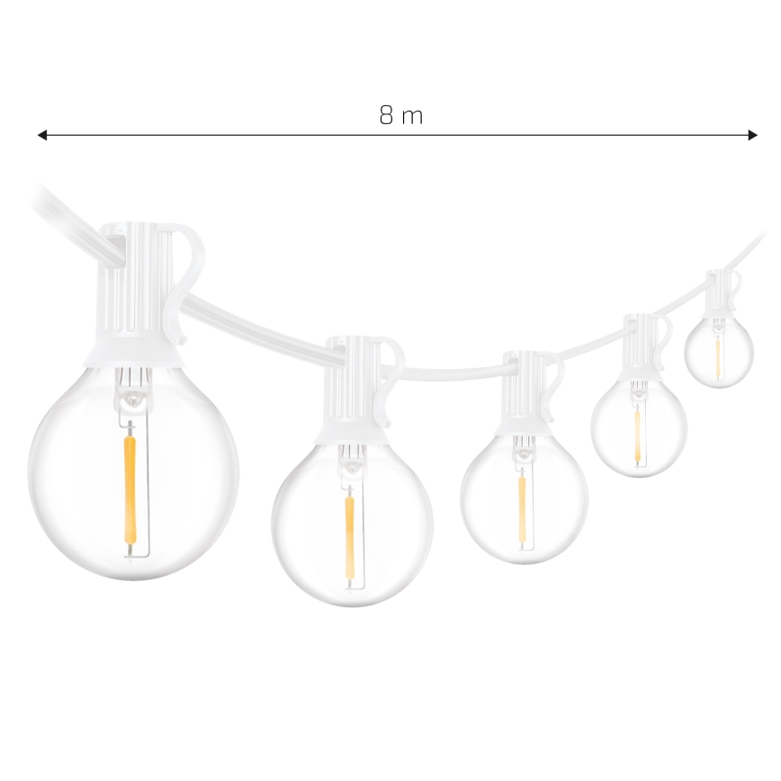 Brilagi - Cadena decorativa LED para exterior GIRLANDA 10xE12/0,6W/230V 8m blanco IP44 blanco cálido