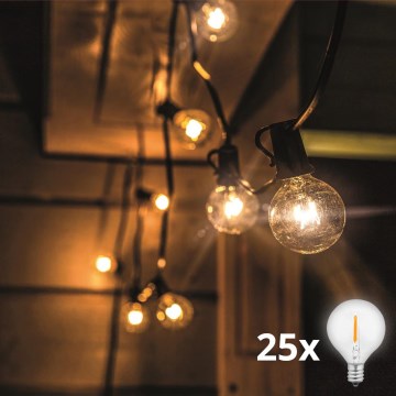 Brilagi - Guirnalda decorativa LED para exterior GIRLANDA 25xE12/0,36W/24V 20m negra IP44 blanco cálido