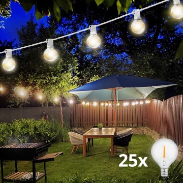 Brilagi - Guirnalda decorativa LED para exterior GIRLANDA 25xE12/0,8W/230V 20m blanca IP44 blanco cálido