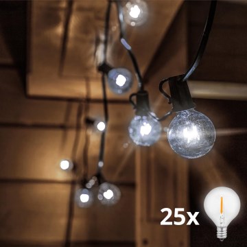 Brilagi - Guirnalda decorativa LED para exterior GIRLANDA 25xE12/0,8W/230V 20m IP44 blanco frío