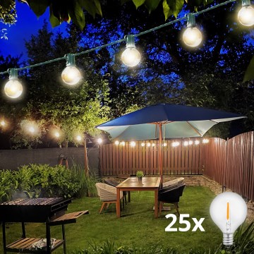 Brilagi - Guirnalda decorativa LED para exterior GIRLANDA 25xE12/0,8W/230V 20m verde IP44 blanco cálido