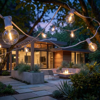 Brilagi - Guirnalda decorativa LED para exterior GIRLANDA 25xE12/0,8W/230V 20m blanca IP44 blanco cálido