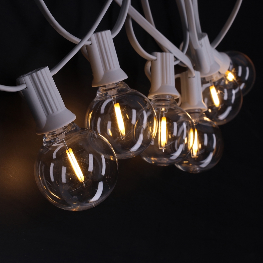 Brilagi - Guirnalda decorativa LED para exterior GIRLANDA 25xE12/0,8W/230V 20m blanca IP44 blanco cálido