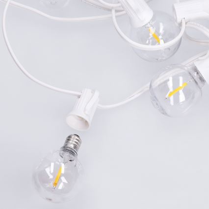 Brilagi - Guirnalda decorativa LED para exterior GIRLANDA 25xE12/0,8W/230V 20m blanca IP44 blanco cálido