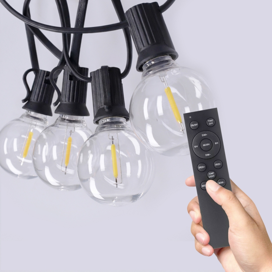 Brilagi - Guirnalda decorativa LED de exterior GIRLANDA 25xE12/0,6W/230V 20m negra IP44 blanco cálido + mando a distancia