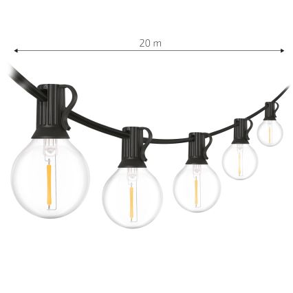 Brilagi - Guirnalda decorativa LED de exterior GIRLANDA 25xE12/0,6W/230V 20m negra IP44 blanco cálido + mando a distancia