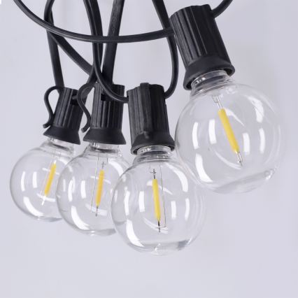 Brilagi - Guirnalda decorativa LED para exterior GIRLANDA 25xE12/0,36W/24V 20m negra IP44 blanco cálido