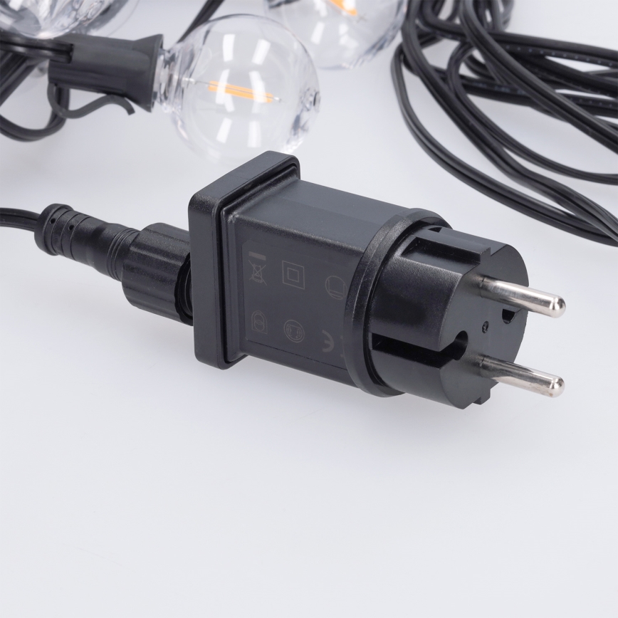 Brilagi - Guirnalda decorativa LED para exterior GIRLANDA 25xE12/0,36W/24V 20m negra IP44 blanco cálido