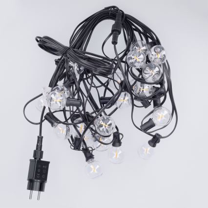 Brilagi - Guirnalda decorativa LED para exterior GIRLANDA 25xE12/0,36W/24V 20m negra IP44 blanco cálido