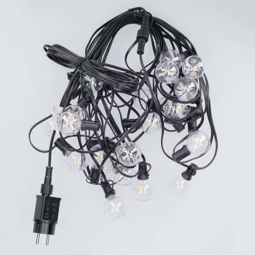 Brilagi - Guirnalda decorativa LED para exterior GIRLANDA 25xE12/0,36W/24V 20m negra IP44 blanco cálido