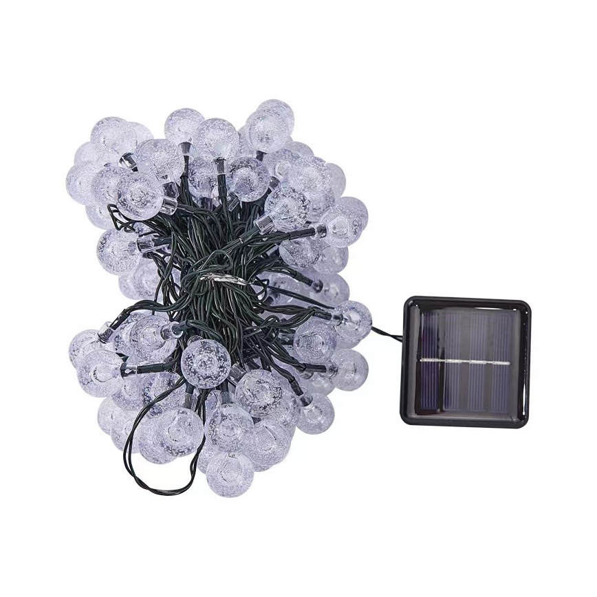 Brilagi - Cadena decorativa solar LED BUBBLE 50 LED/8 funciones 7 m IP65 blanco cálido 600 mAh
