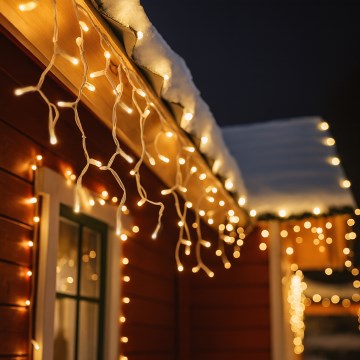 Brilagi - Guirnalda LED para exterior 360 LEDs / 8 funciones, 14 m, IP44, blanco cálido, efecto carámbano