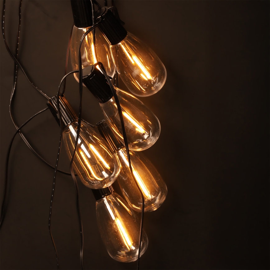 Brilagi - Guirnalda LED para exteriores, 10 LEDs / 3x AA, 3,2 m, IP44, blanco cálido