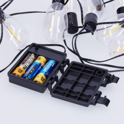 Brilagi - Guirnalda LED para exteriores, 10 LEDs / 3x AA, 3,2 m, IP44, blanco cálido