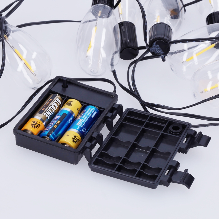 Brilagi - Guirnalda LED para exteriores, 10 LEDs / 3x AA, 3,2 m, IP44, blanco cálido