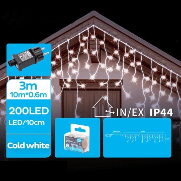Brilagi - Guirnalda LED para exteriores 200xLED/8 funciones 13x0,6m IP44 blanco frío