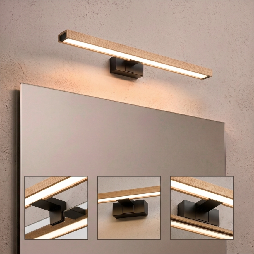 Brilagi - Iluminación LED 3 en 1 para espejo de baño WOODY MIRROR LED/12W/230V 60 cm IP44 negro/roble