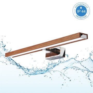 Brilagi - Iluminación LED 3 en 1 para espejo de baño WOODY MIRROR LED/12W/230V 60 cm IP44 cromo brillante/roble cerezo