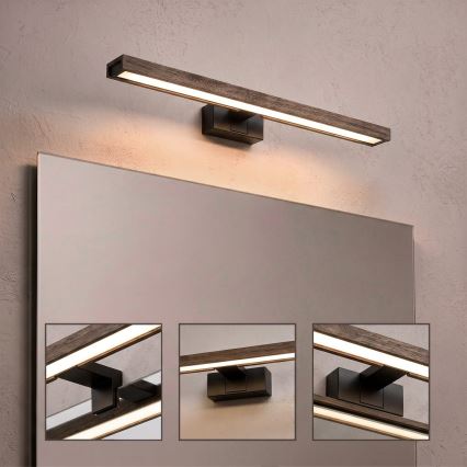 Brilagi - Iluminación LED para espejo de baño 3 en 1 WOODY MIRROR LED/12W/230V IP44 negro/roble nogal