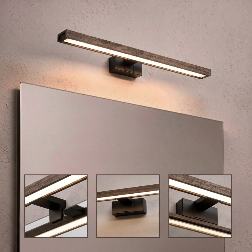 Brilagi - Iluminación LED para espejo de baño 3 en 1 WOODY MIRROR LED/12W/230V IP44 negro/roble nogal