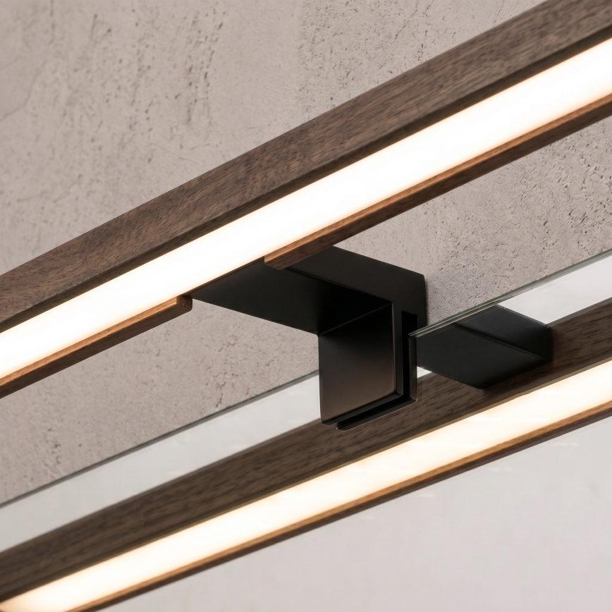 Brilagi - Iluminación LED para espejo de baño 3 en 1 WOODY MIRROR LED/12W/230V IP44 negro/roble nogal
