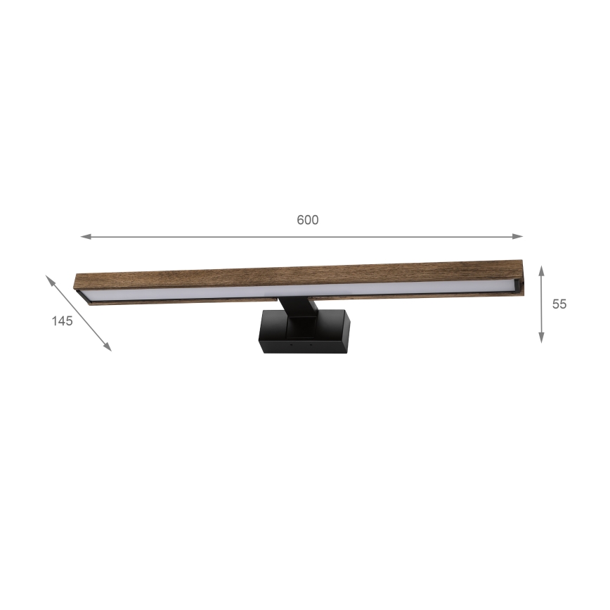 Brilagi - Iluminación LED para espejo de baño 3 en 1 WOODY MIRROR LED/12W/230V IP44 negro/roble nogal