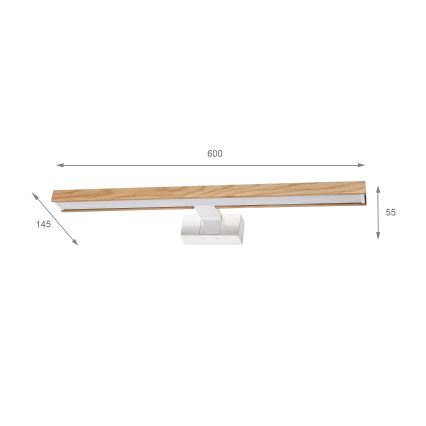 Brilagi - Iluminación LED para espejo de baño 3 en 1 WOODY MIRROR LED/12W/230V 60 cm IP44 blanco/roble