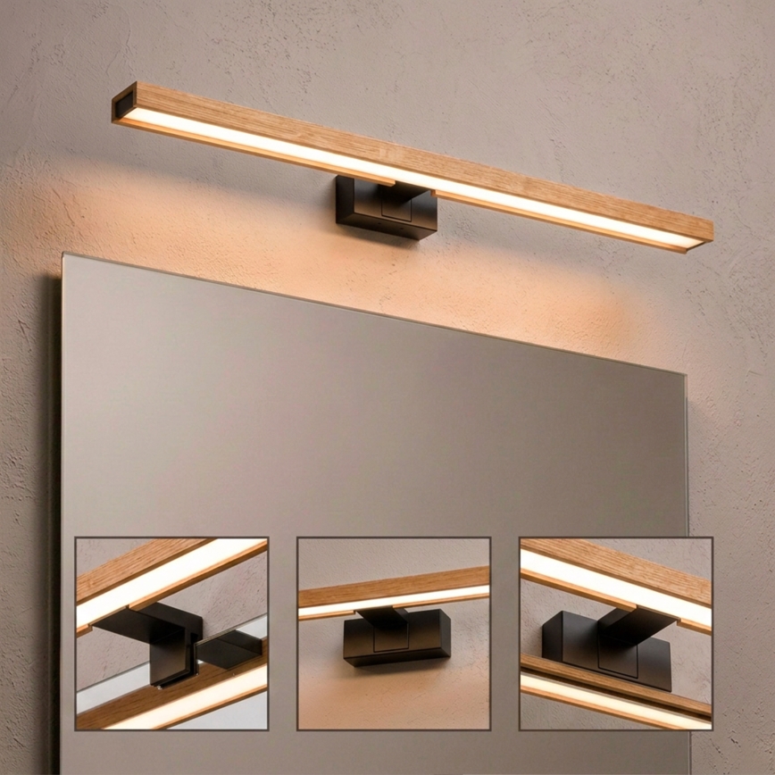 Brilagi - Iluminación LED 3 en 1 para espejo de baño WOODY MIRROR LED/15W/230V 80 cm IP44 negro/roble