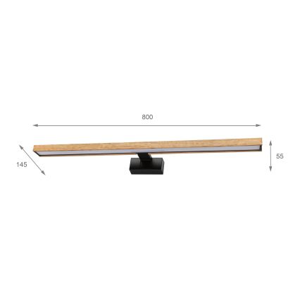 Brilagi - Iluminación LED 3 en 1 para espejo de baño WOODY MIRROR LED/15W/230V 80 cm IP44 negro/roble