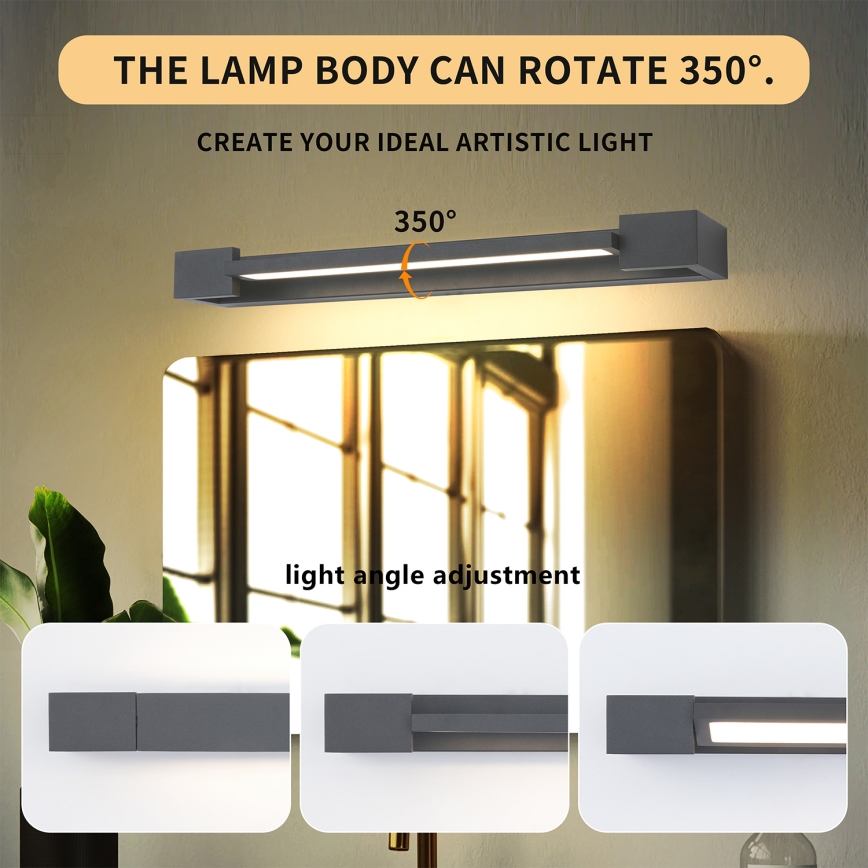 Brilagi - Iluminación LED para espejo de baño AQUA LINE LED/12W/230V 45 cm IP44 antracita CRI 90