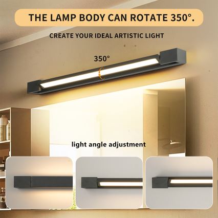 Brilagi - Iluminación LED para espejo de baño AQUA LINE LED/18W/230V 60 cm IP44 antracita CRI 90