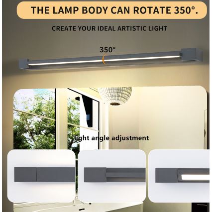 Brilagi - Iluminación LED para espejo de baño AQUA LINE LED/24W/230V 90 cm IP44 antracita CRI 90